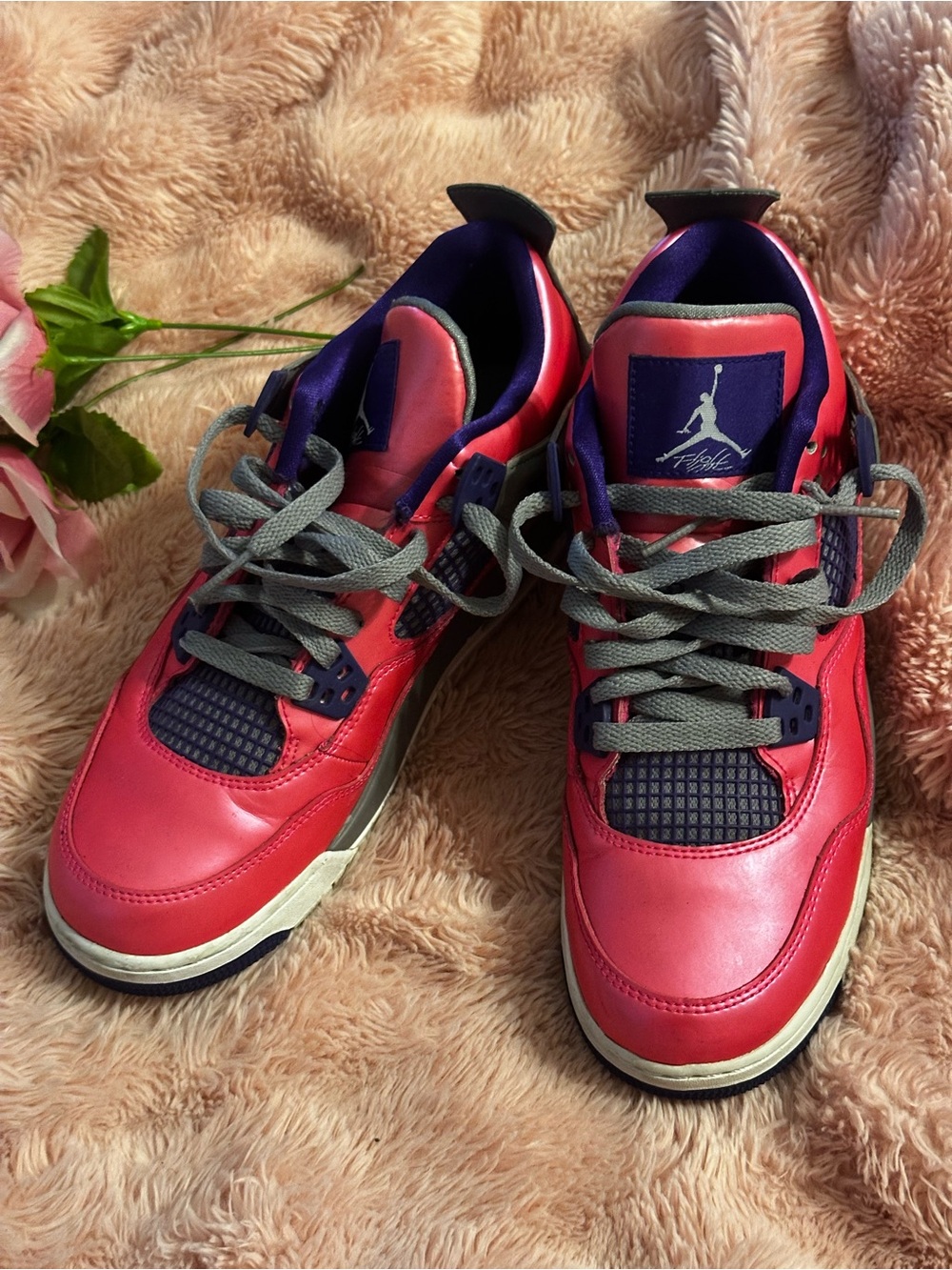 Jordan Kids Hot Pink and Purple Retro Basketball Sneakers